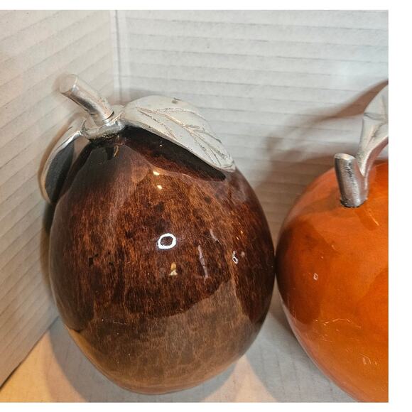 Artesana Home Vintage MCM Fruit Gourd Weighted Pewter Stem - Picture 6 of 9